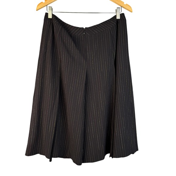 Escada Dresses & Skirts - Escada Skirt 42 Black A-Line Wool Blend Rainbow Pinstripe Midi Office Minimalist